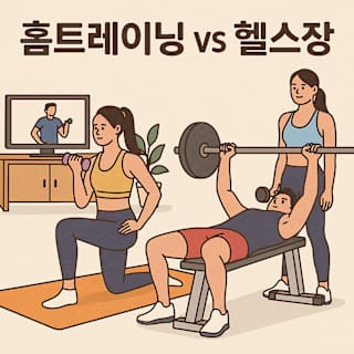 홈트레이닝 vs 헬스장 썸네일 이미지