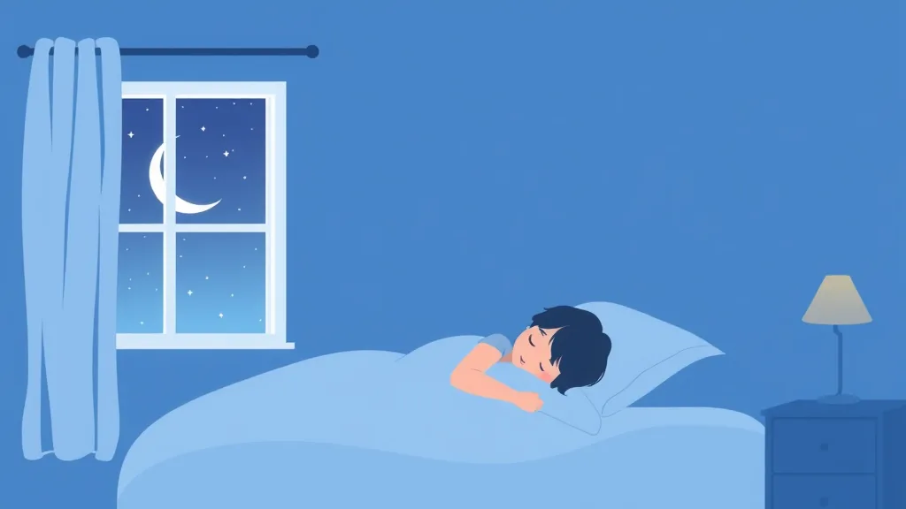 푸른 침실에서 평화롭게 잠드는 사람의 일러스트