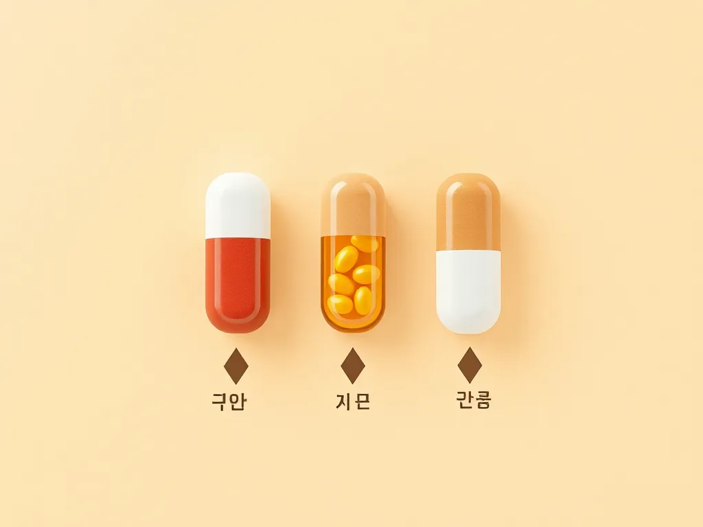 세 가지 마그네슘 캡슐 단면과 흡수율 화살표 비교