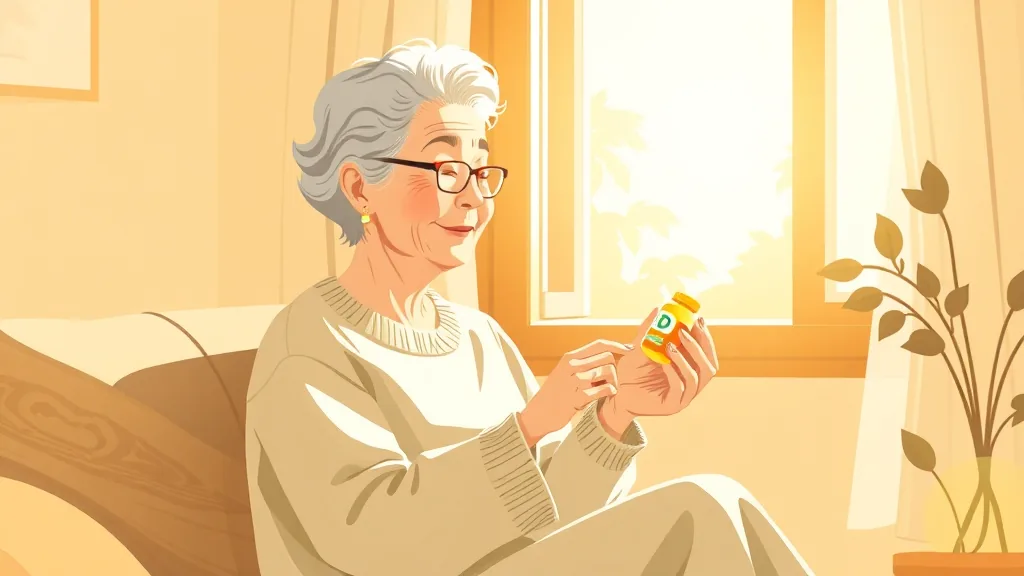 Sunlight streaming in window with woman holding supplement