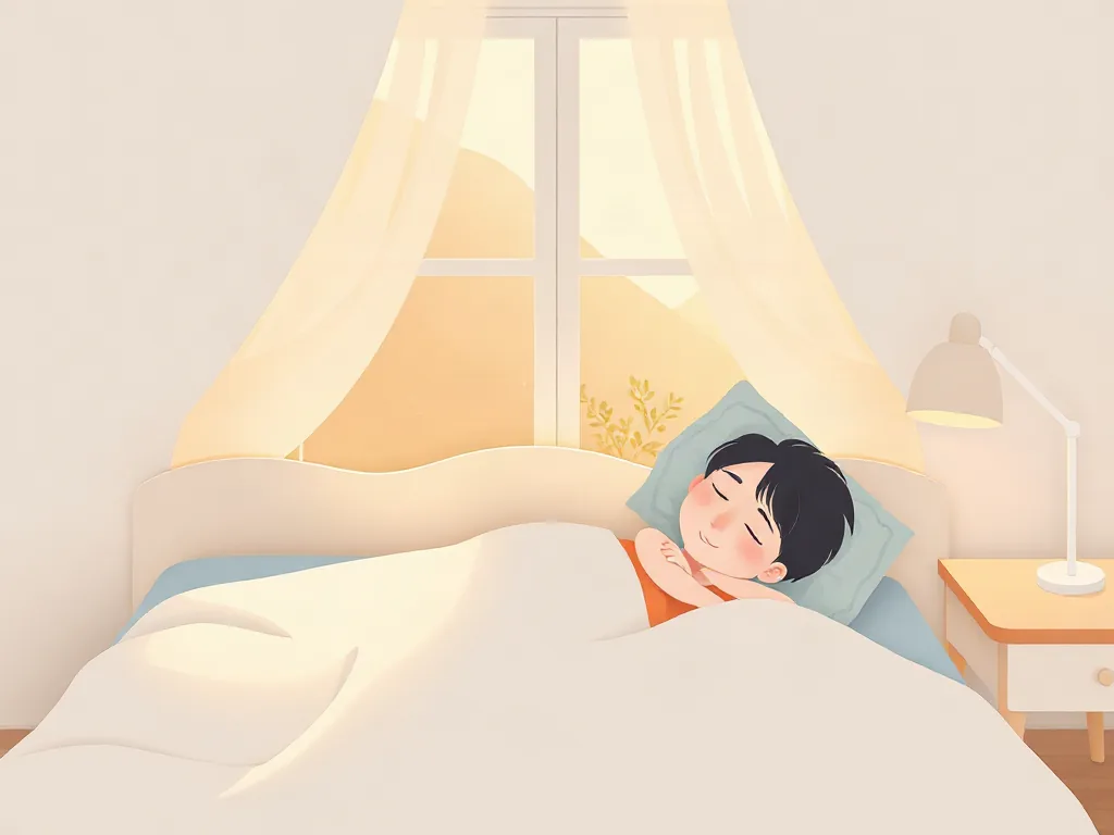 깊은 잠을 자며 숙면하는 사람을 담은 부드러운 일러스트