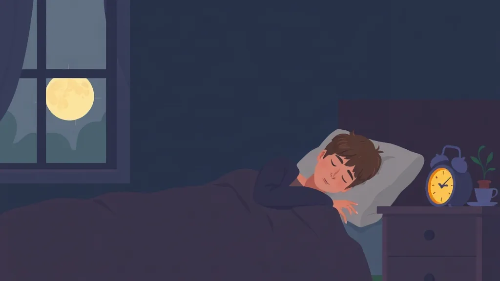침대에 누워 편안하게 잠든 사람, 달빛이 들어오는 창가, 아늑한 분위기