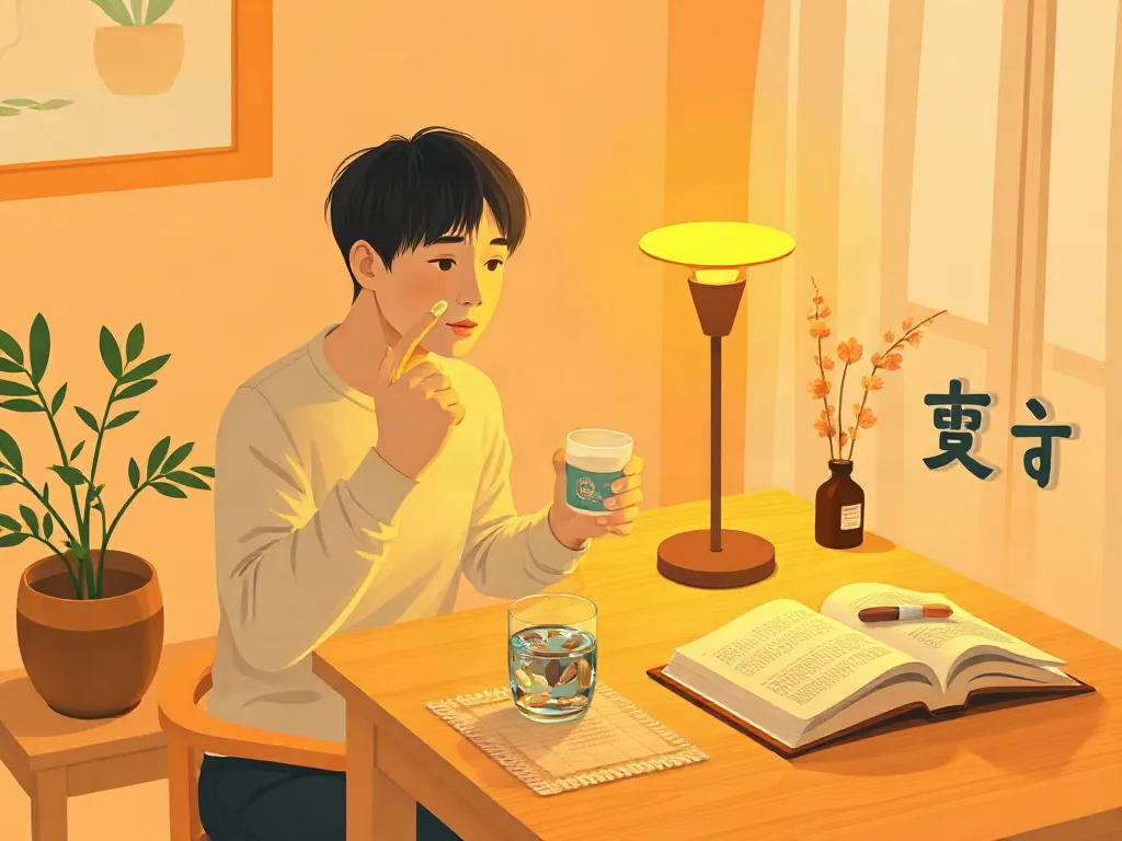 저녁 보충제 섭취 일러스트